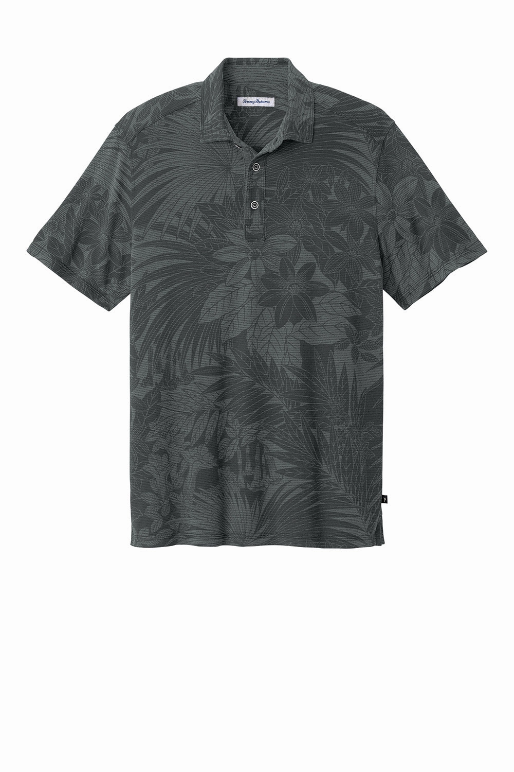 Tommy Bahama Mens Santiago Paradise Moisture Wicking Short Sleeve Polo Shirt - Coal Grey