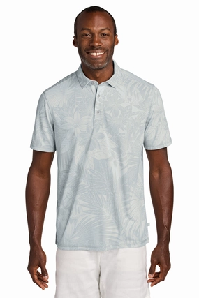 Tommy Bahama Mens Santiago Paradise Moisture Wicking Short Sleeve Polo Shirt - Zinc Grey
