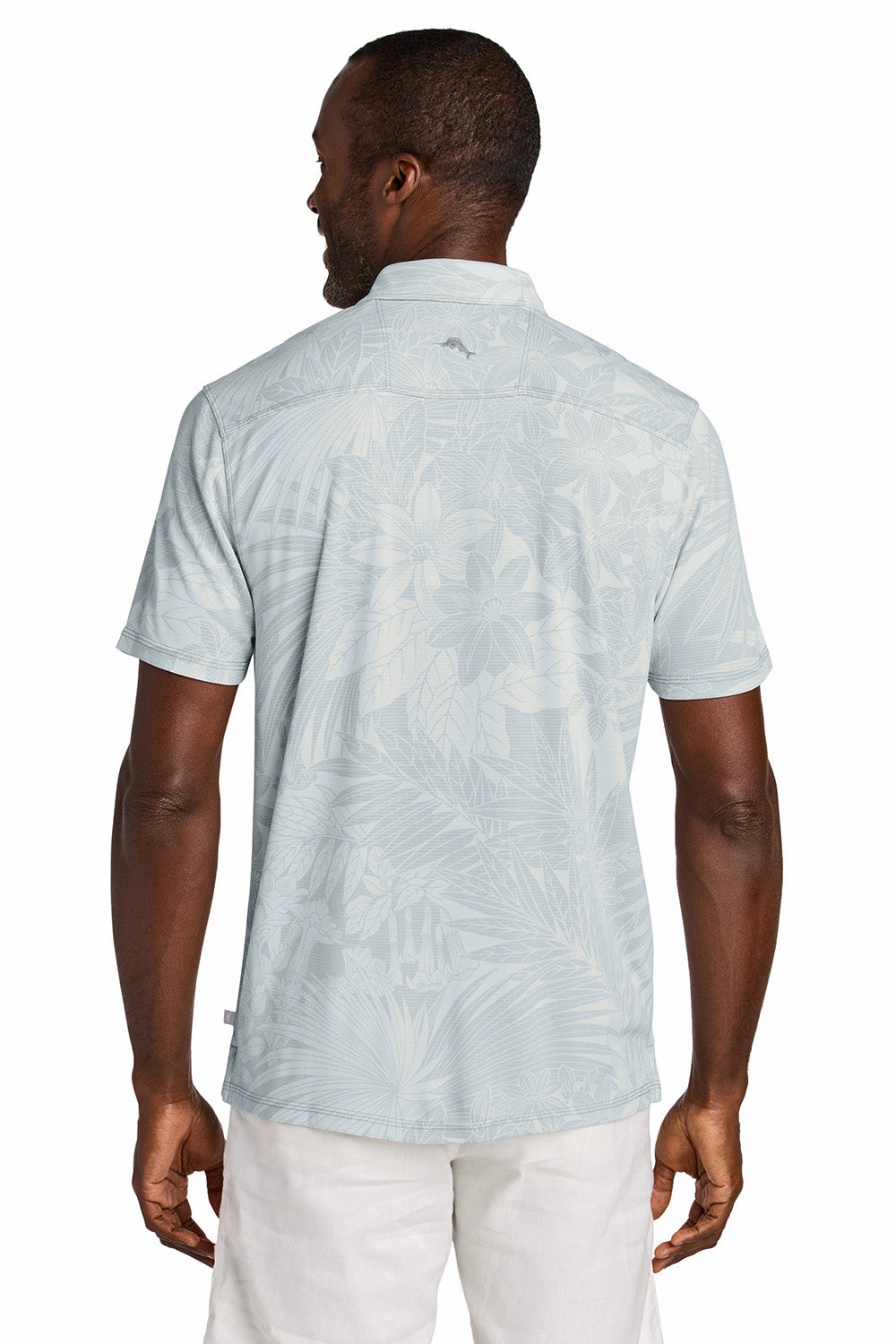 Tommy Bahama Mens Santiago Paradise Moisture Wicking Short Sleeve Polo Shirt - Zinc Grey
