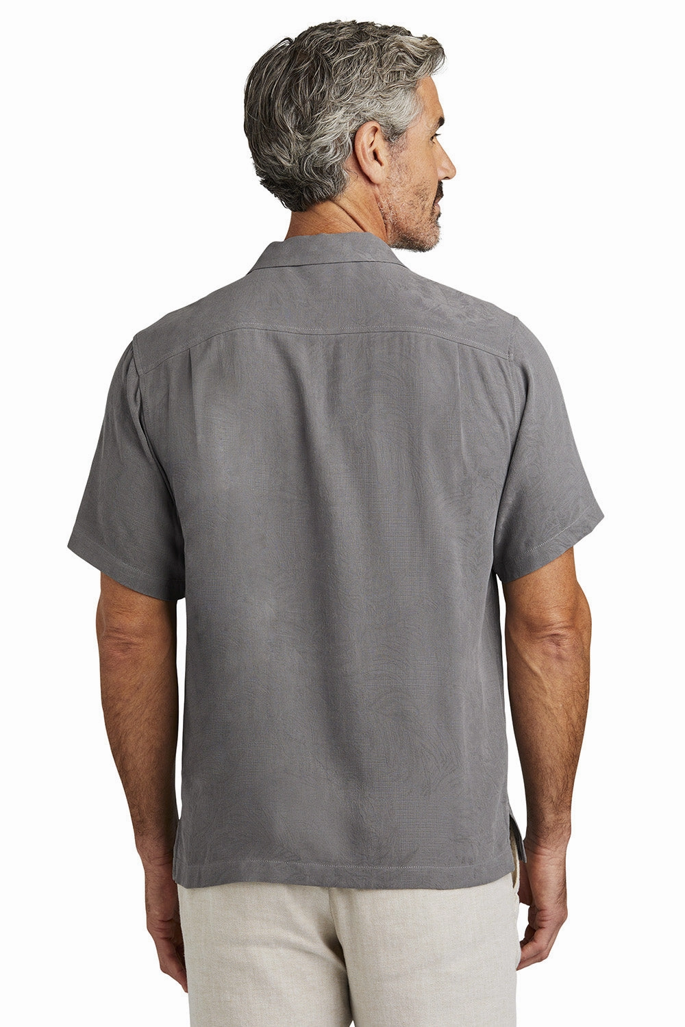 Tommy Bahama Mens Tropic Isles Short Sleeve Button Down Shirt - Shadow Grey