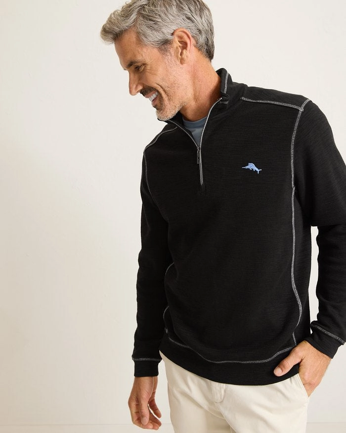 Tommy Bahama Tobago Bay Half Zip Sweater - Black* Mens Tommy Bahama