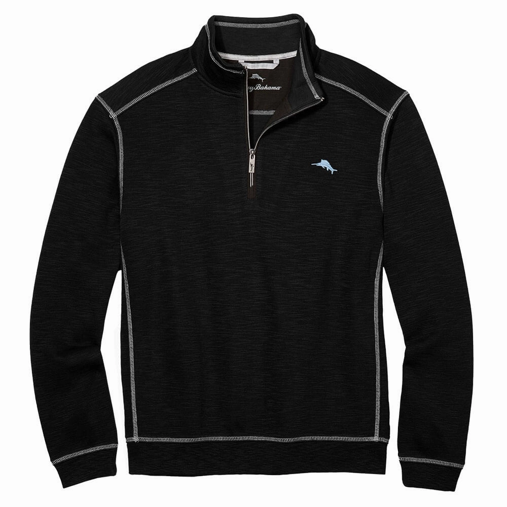 Tommy Bahama Tobago Bay Half Zip Sweater - Black* Mens Tommy Bahama