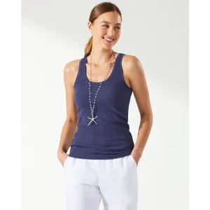 Womens Tommy Bahama Sportswear Tommy Bahama Women's New Barrier Bay Rib Tank Top - Island Navy*