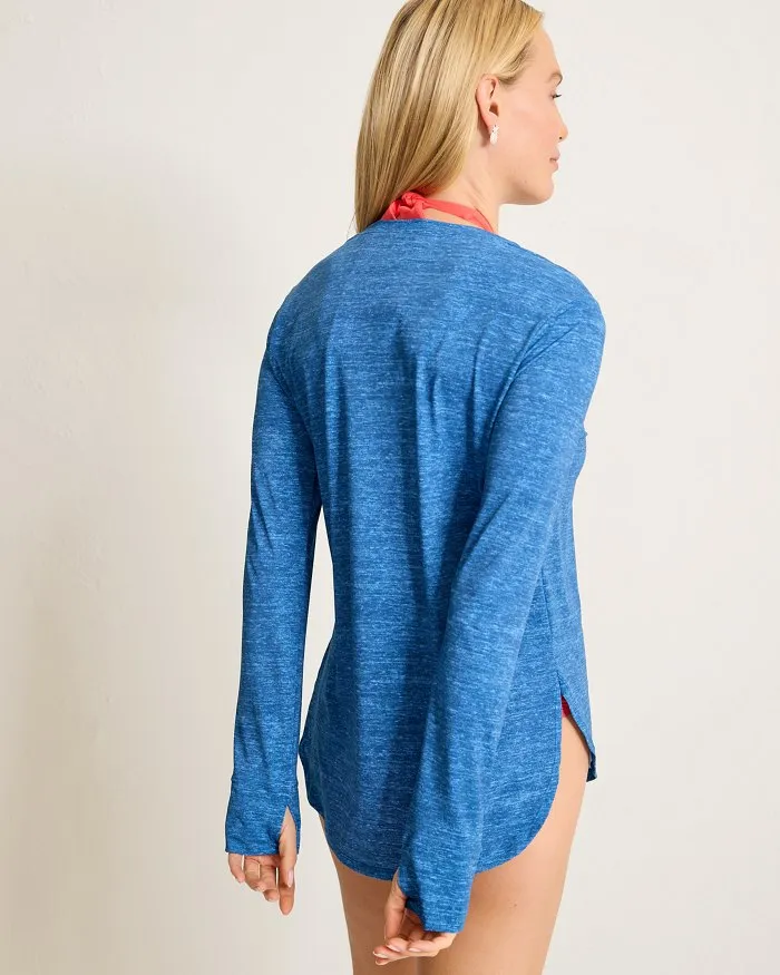 Womens Tommy Bahama Swimwear Tommy Bahama Active Long Sleeve Relaxed T-Shirt Cover Up - Indigo Tide