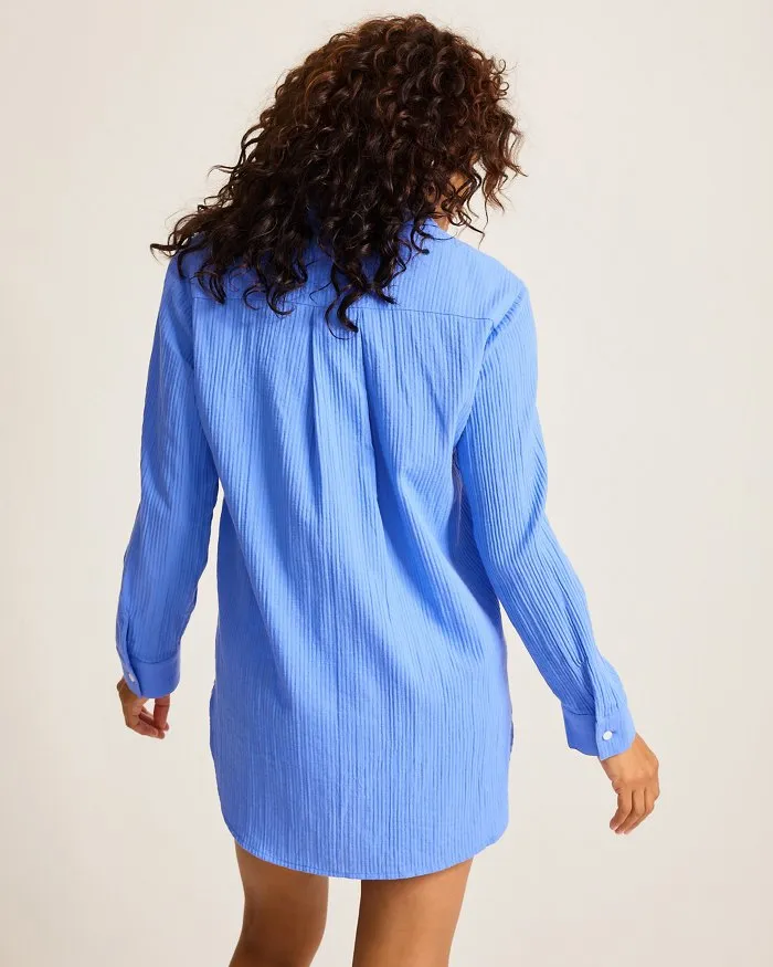 Womens Tommy Bahama Swimwear Tommy Bahama Bella Breeze Boyfriend Shirt Cover Up - Paradiso Blu