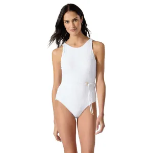 Womens Tommy Bahama Swimwear Tommy Bahama Cable Beach High Neck One Piece Swimsuit - White
