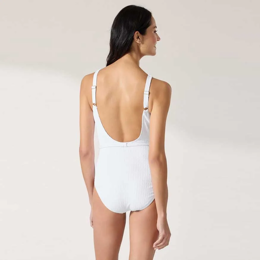 Womens Tommy Bahama Swimwear Tommy Bahama Cable Beach High Neck One Piece Swimsuit - White