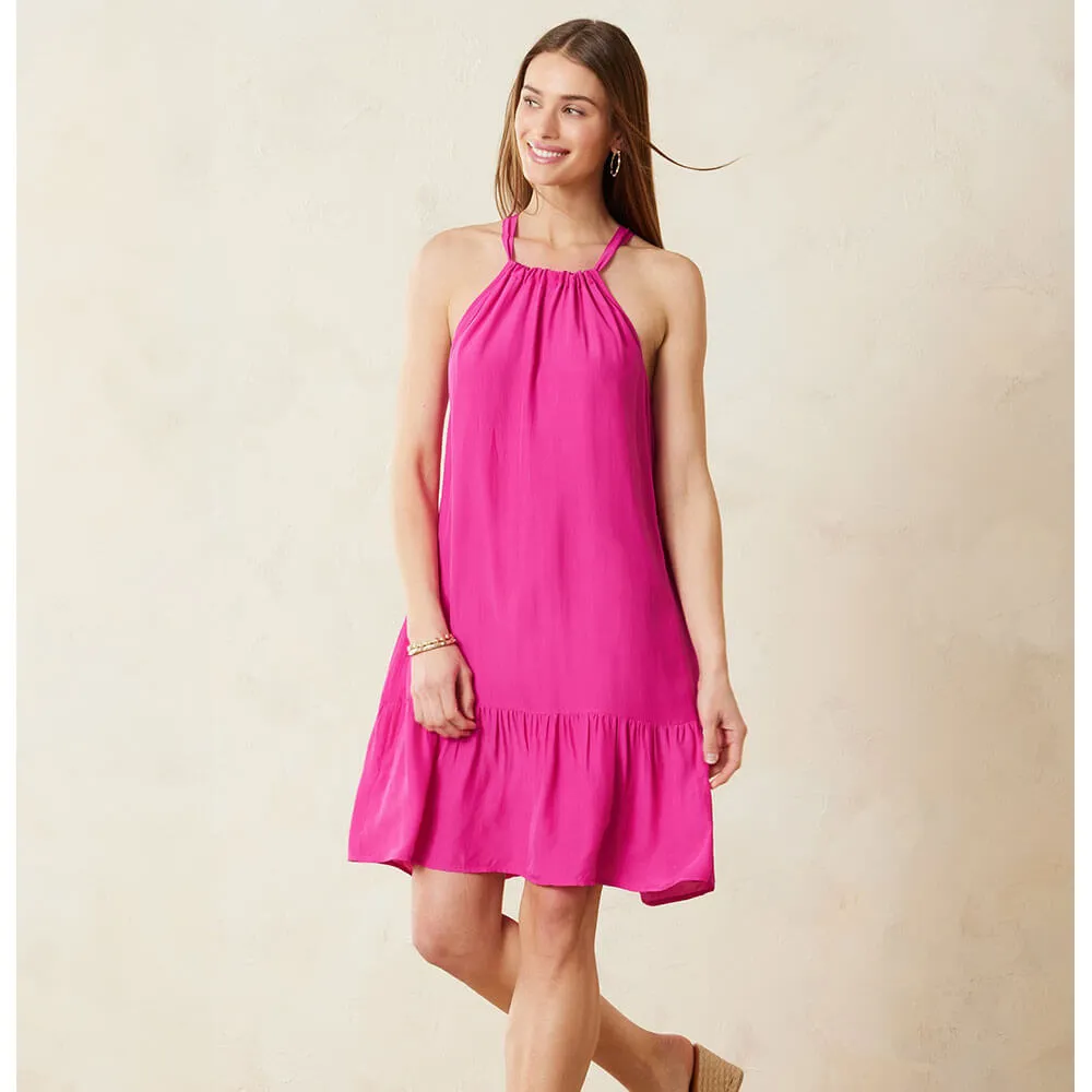 Womens Tommy Bahama Swimwear Tommy Bahama Calypso Crepe Tier Short Dress Cover Up - Pink Maui *