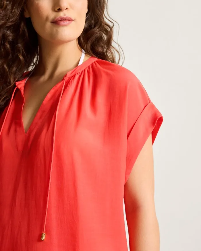Womens Tommy Bahama Swimwear Tommy Bahama Capri Coast Caftan Cover Up - Citrus Coral *