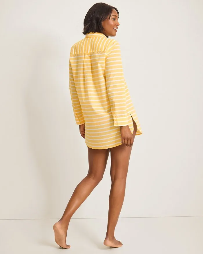 Womens Tommy Bahama Swimwear Tommy Bahama Coastline Stripe Boyfriend Shirt Cover Up - Daffodil Daze *
