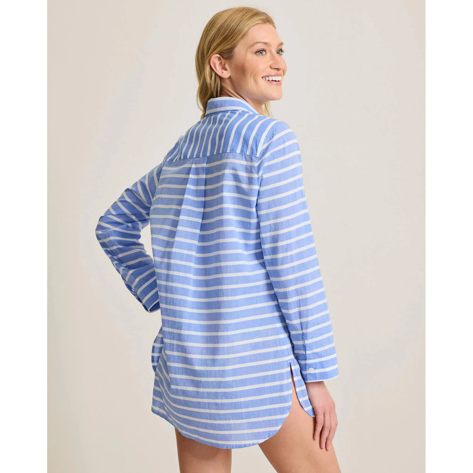 Womens Tommy Bahama Swimwear Tommy Bahama Coastline Stripe Boyfriend Shirt Cover Up - Paradiso Blu *