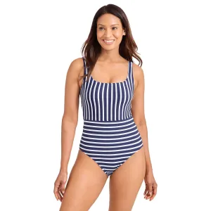 Womens Tommy Bahama Swimwear Tommy Bahama Coastline Stripe Reversible Tank One Piece Swimsuit - Mare Navy