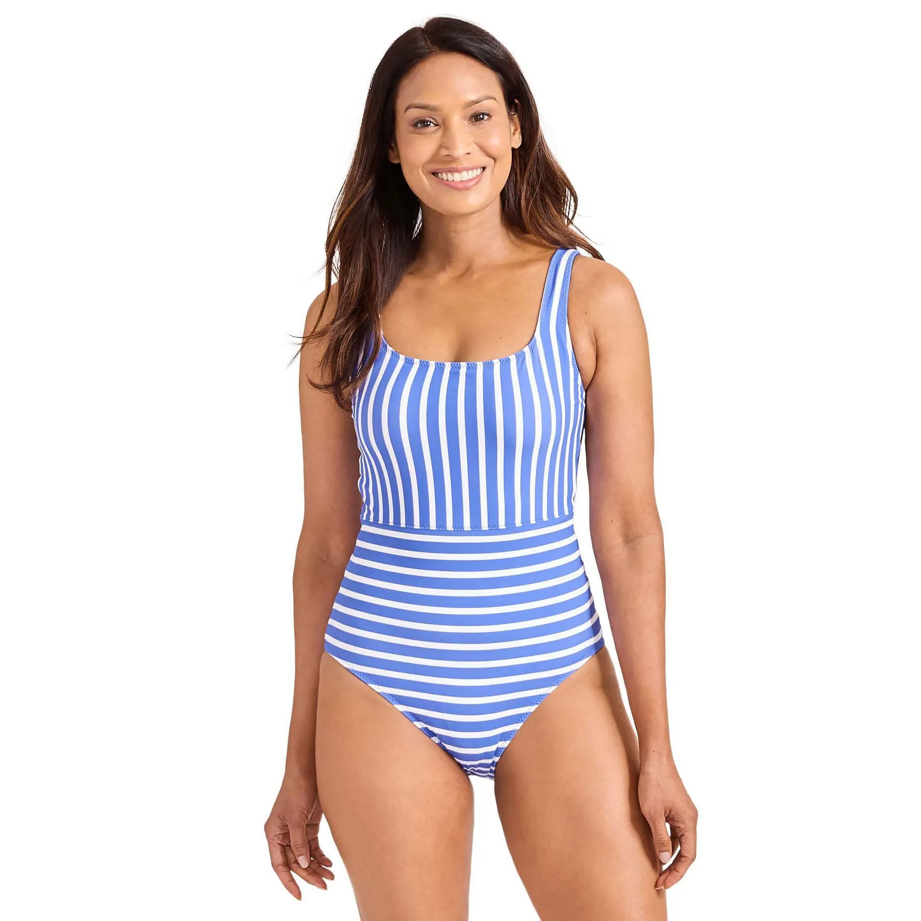 Womens Tommy Bahama Swimwear Tommy Bahama Coastline Stripe Reversible Tank One Piece Swimsuit - Mare Navy