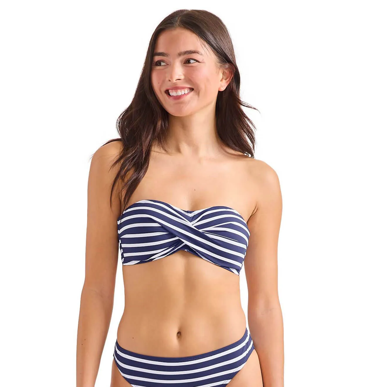 Womens Tommy Bahama Swimwear Tommy Bahama Coastline Stripe Twist Bandeau Top - Mare Navy