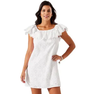 Womens Tommy Bahama Swimwear Tommy Bahama Harbour Eyelet Off The Shoulder Dress Cover Up - White