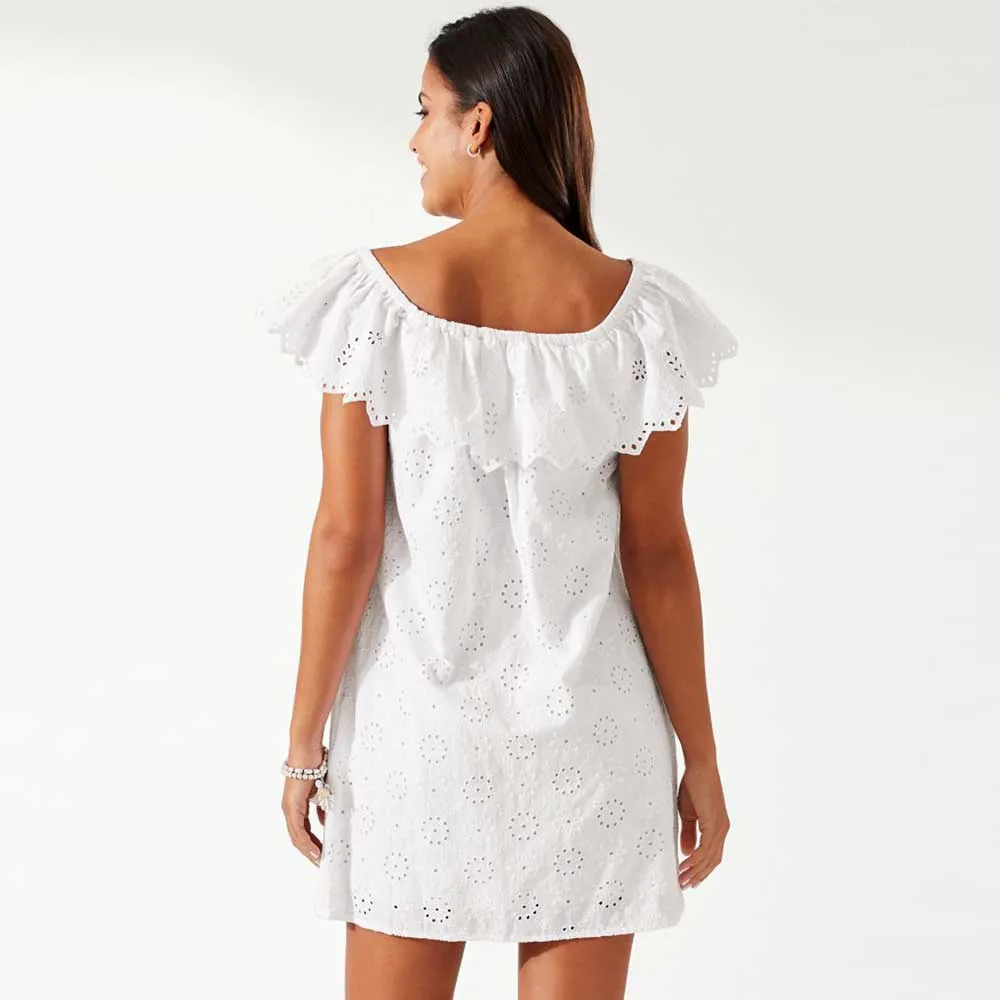 Womens Tommy Bahama Swimwear Tommy Bahama Harbour Eyelet Off The Shoulder Dress Cover Up - White