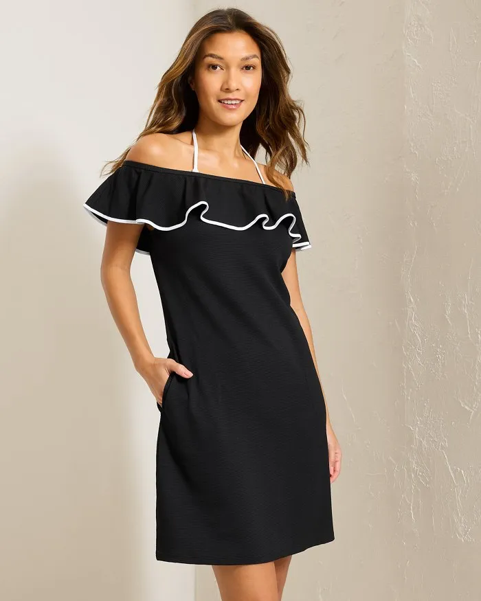 Womens Tommy Bahama Swimwear Tommy Bahama Island Cays Cabana Spa Dress Cover Up - Black *