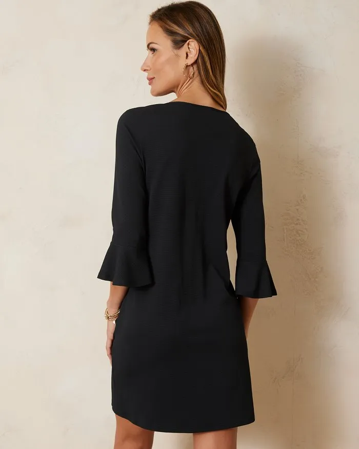 Womens Tommy Bahama Swimwear Tommy Bahama Island Cays Flounce Sleeve Dress Coverup - Black