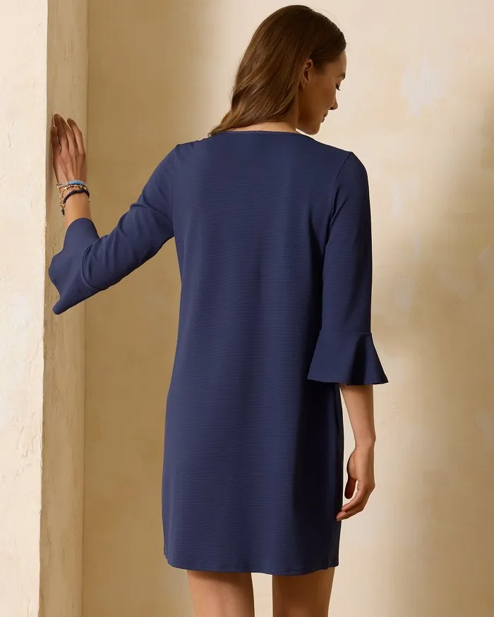 Womens Tommy Bahama Swimwear Tommy Bahama Island Cays Flounce Sleeve Dress Coverup - Mare Navy *