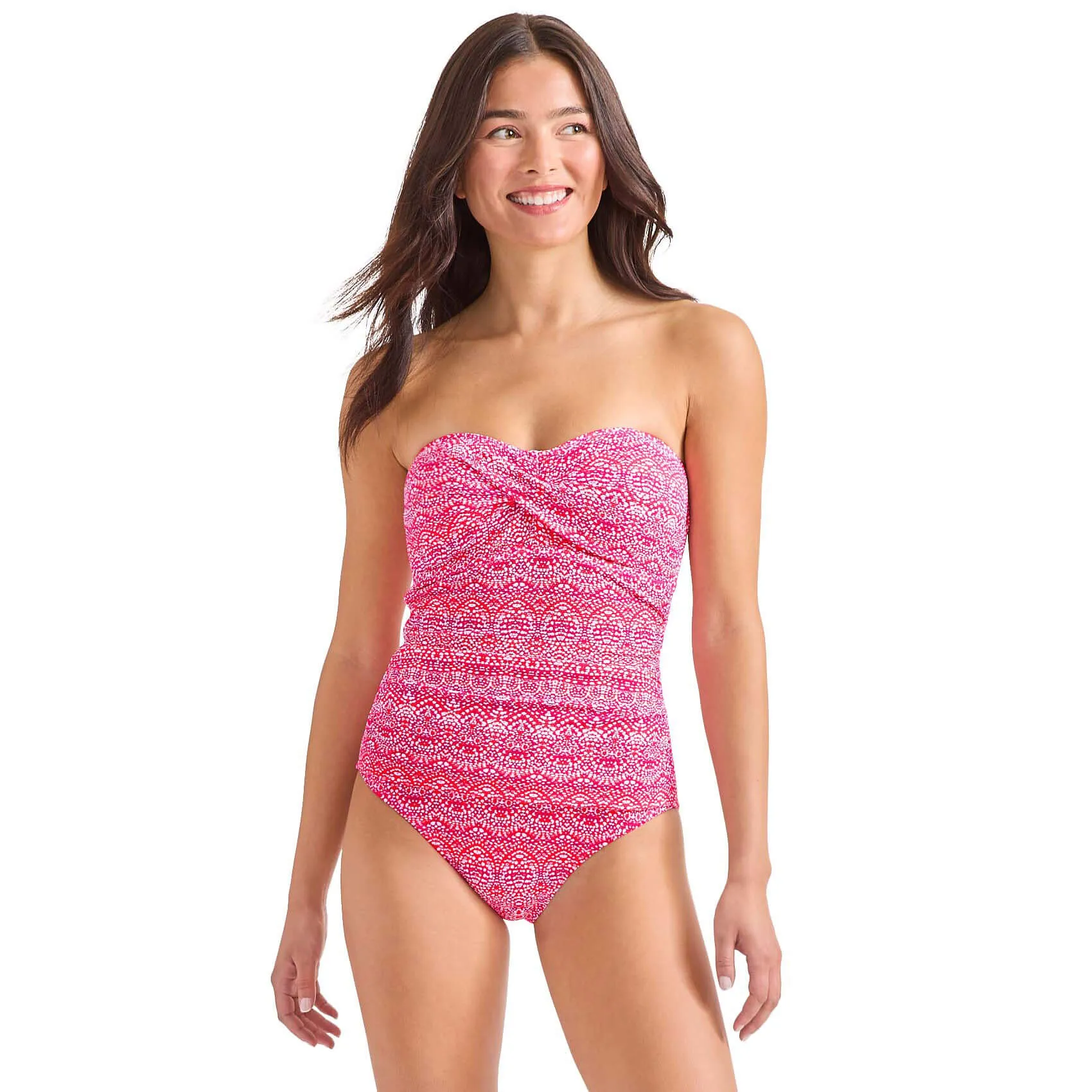 Womens Tommy Bahama Swimwear Tommy Bahama Island Cays Point Bandeau One Piece Swimsuit - Pink Maui *