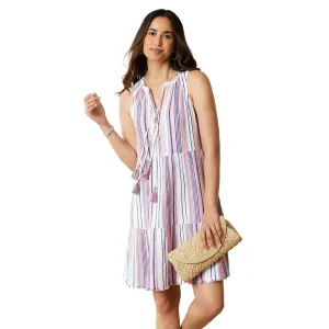 Womens Tommy Bahama Swimwear Tommy Bahama Mykonos Stripe Tiered Dress Cover Up - Pure Coral