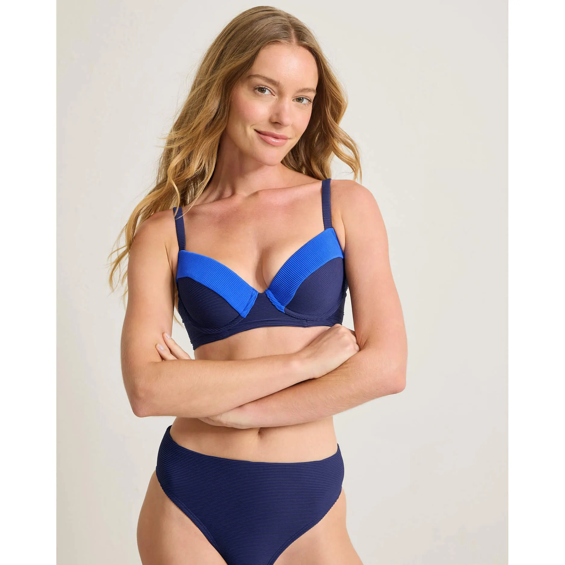 Womens Tommy Bahama Swimwear Tommy Bahama Ocean Point Colorblock Underwire Bra Top - Mare Navy