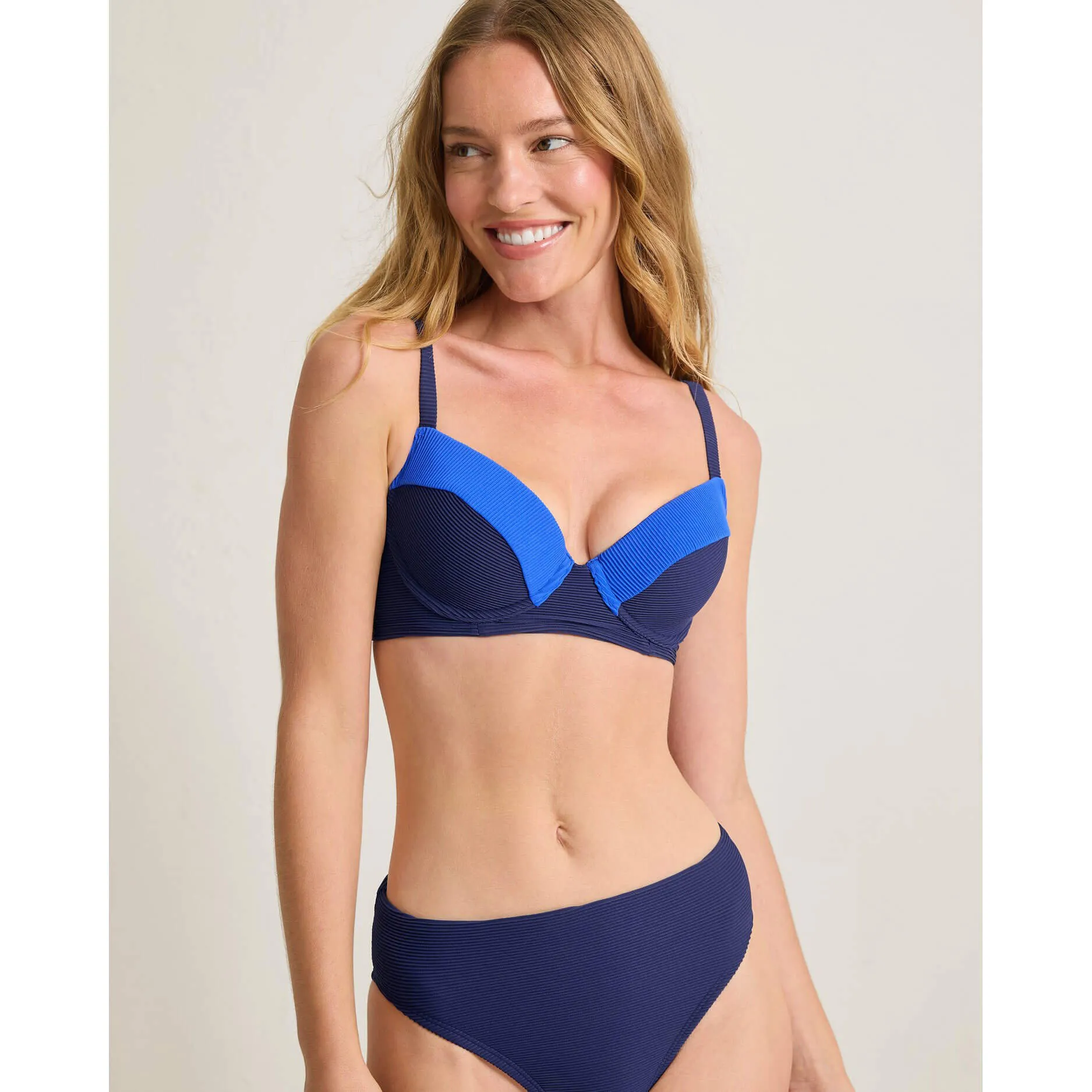 Womens Tommy Bahama Swimwear Tommy Bahama Ocean Point Colorblock Underwire Bra Top - Mare Navy