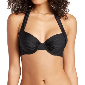 Womens Tommy Bahama Swimwear Tommy Bahama Pearl Underwire Full Coverage Bikini Top - Black