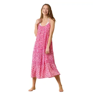 Womens Tommy Bahama Swimwear Tommy Bahama Shell Beach Tier Boarder Midi Cover Up - Passion Pink*