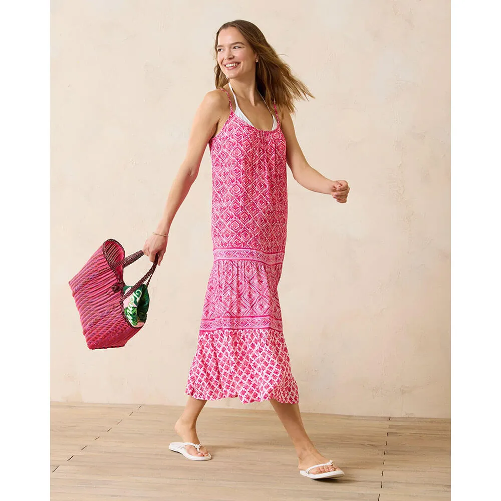 Womens Tommy Bahama Swimwear Tommy Bahama Shell Beach Tier Boarder Midi Cover Up - Passion Pink*