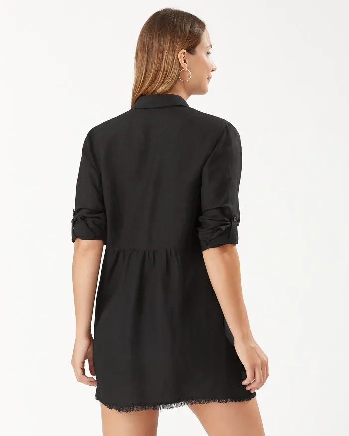 Womens Tommy Bahama Swimwear Tommy Bahama St Lucia Boyfriend Shirt Coverup - Black