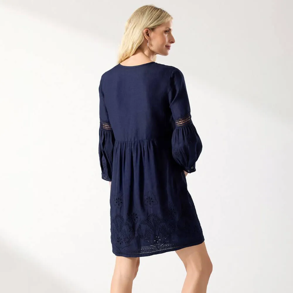 Womens Tommy Bahama Swimwear Tommy Bahama St. Lucia Split Neck Dress Cover Up - Mare Navy