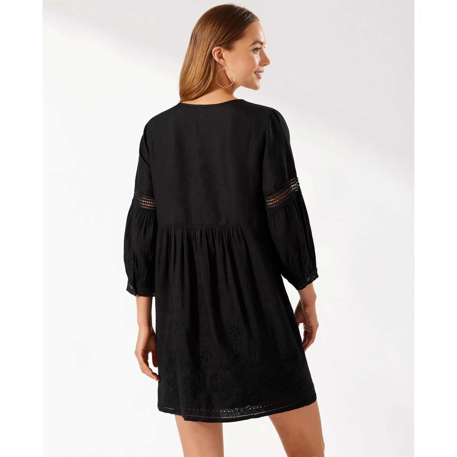 Womens Tommy Bahama Swimwear Tommy Bahama St. Lucia Split Neck Dress Coverup - Black