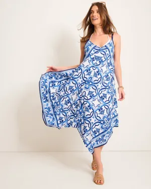 Womens Tommy Bahama Swimwear Tommy Bahama Terrazzo Tile Scarf Dress Cover Up - Palace Blue *