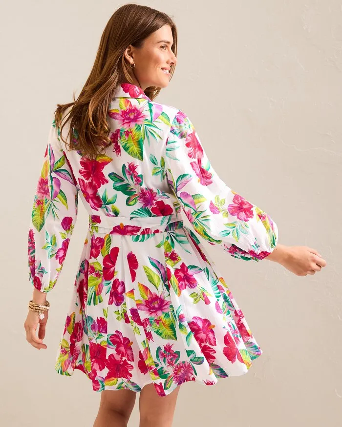 Womens Tommy Bahama Swimwear Tommy Bahama Womens Fiesta Floral Shirt Dress Coverup - White