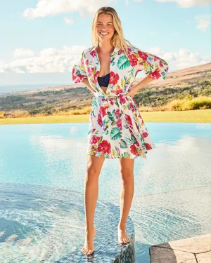 Womens Tommy Bahama Swimwear Tommy Bahama Womens Fiesta Floral Shirt Dress Coverup - White