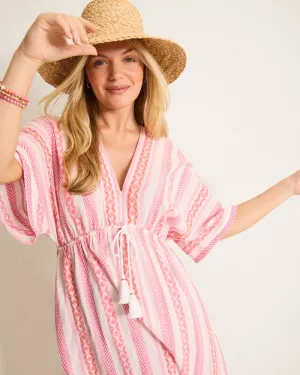 Womens Tommy Bahama Swimwear Tommy Bahama Womens Geo Jacquard Midi Dress Coverup - Preppy Pink