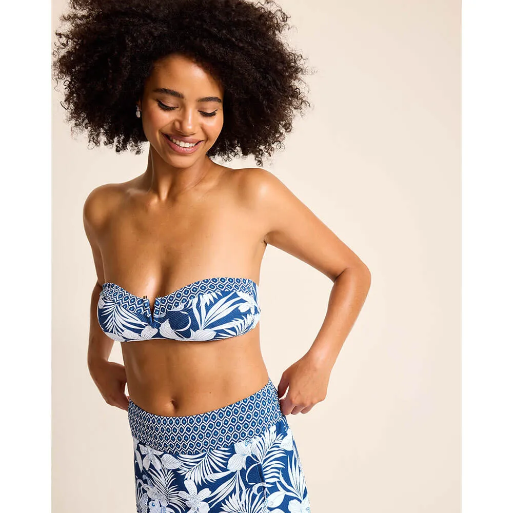 Womens Tommy Bahama Swimwear Tommy Bahama Womens Island Cays Blooms Bandeau Top - Indigo Tide
