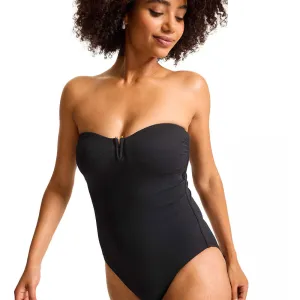 Womens Tommy Bahama Swimwear Tommy Bahama Womens Island Cays V Bandeau One Piece Swimsuit - Black