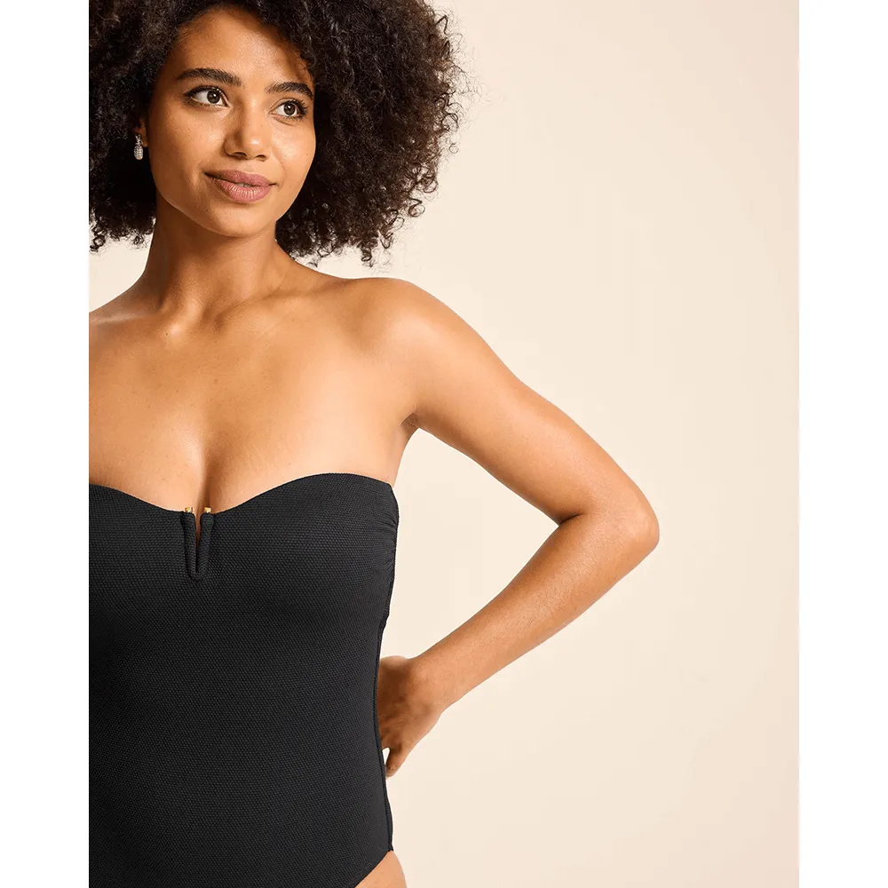 Womens Tommy Bahama Swimwear Tommy Bahama Womens Island Cays V Bandeau One Piece Swimsuit - Black