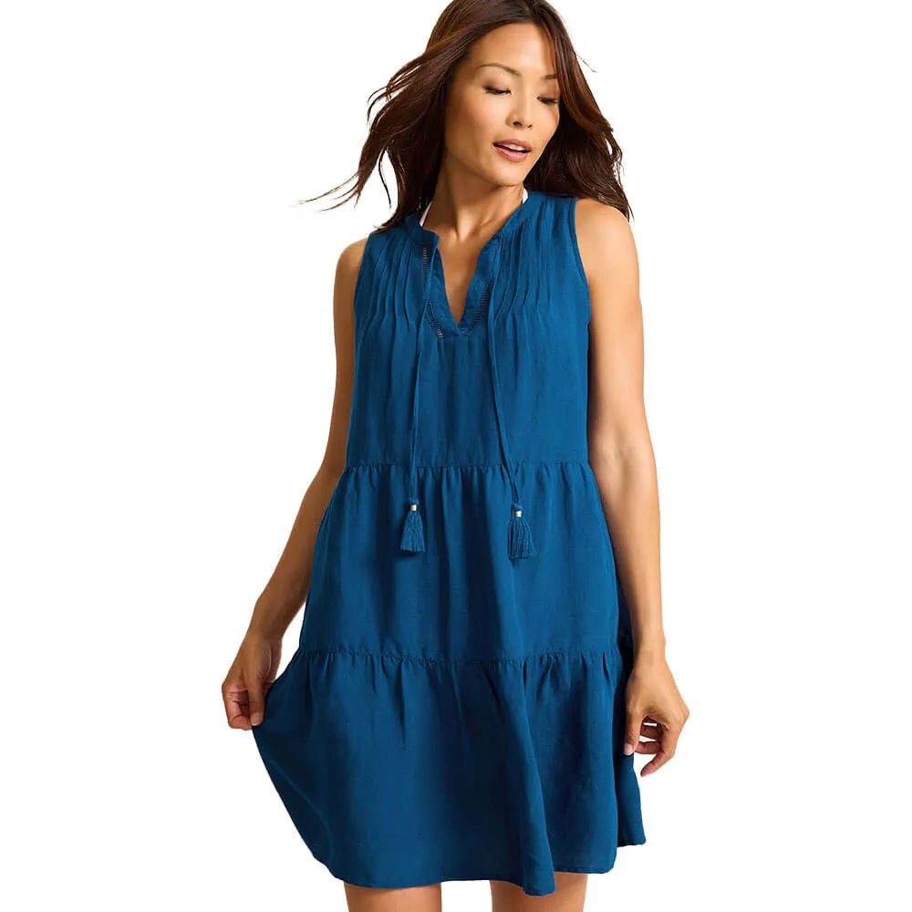 Womens Tommy Bahama Swimwear Tommy Bahama Womens St Lucia Sleeveless Tier Dress Coverup - Indigo Tide