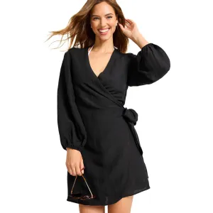 Womens Tommy Bahama Swimwear Tommy Bahama Womens St. Lucia Wrap Dress Coverup - Black